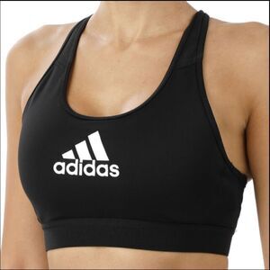 Adidas Black Logo Medium Support Sports Bra - XS NWT